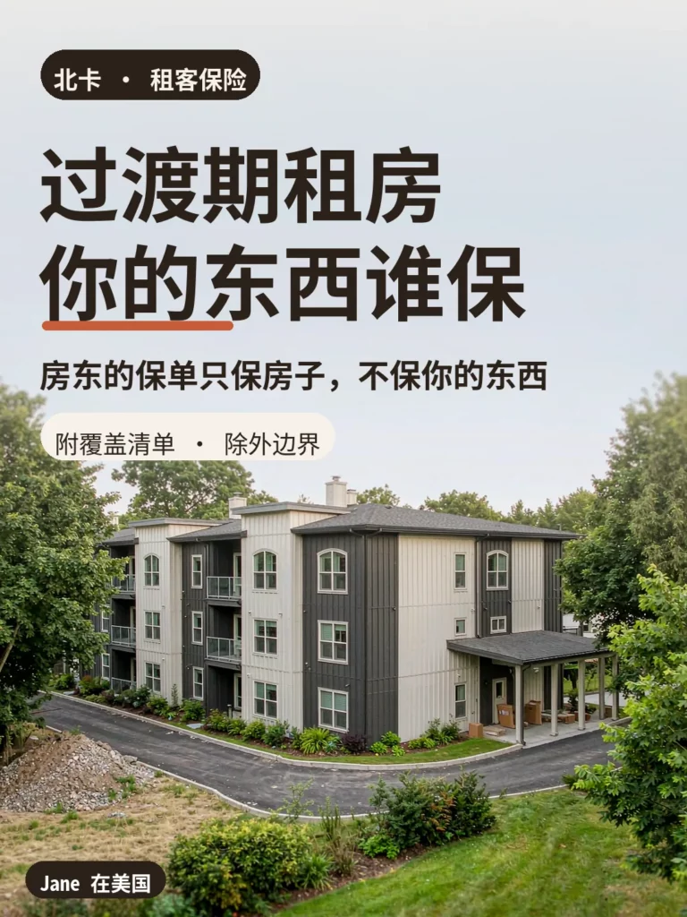 北卡公寓楼与门廊纸箱封面图|Jane 在美国