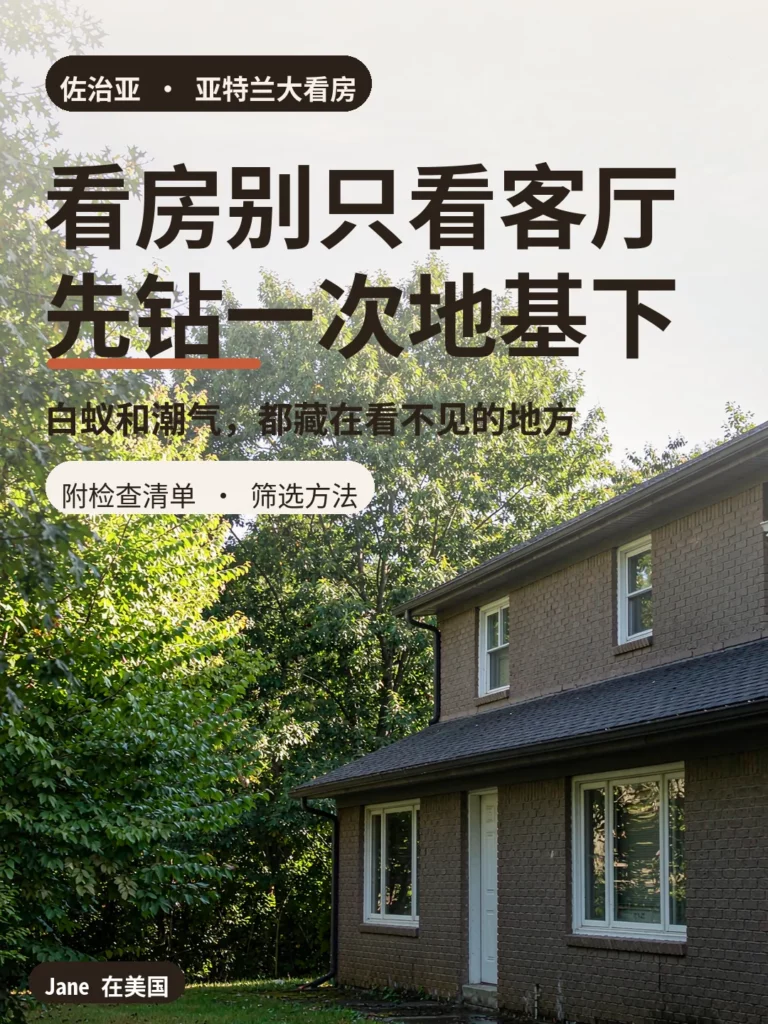 亚特兰大砖房与树木封面图|Jane 在美国