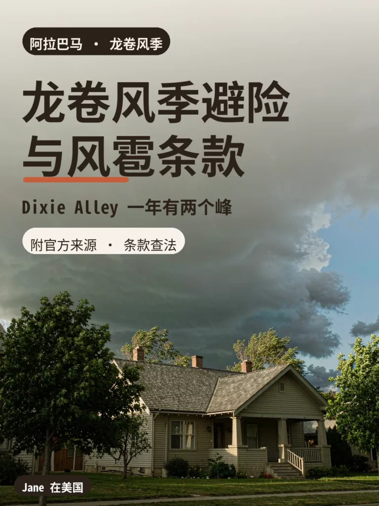 阿拉巴马郊区独栋住宅上空翻滚的强风暴云封面图｜Jane 在美国