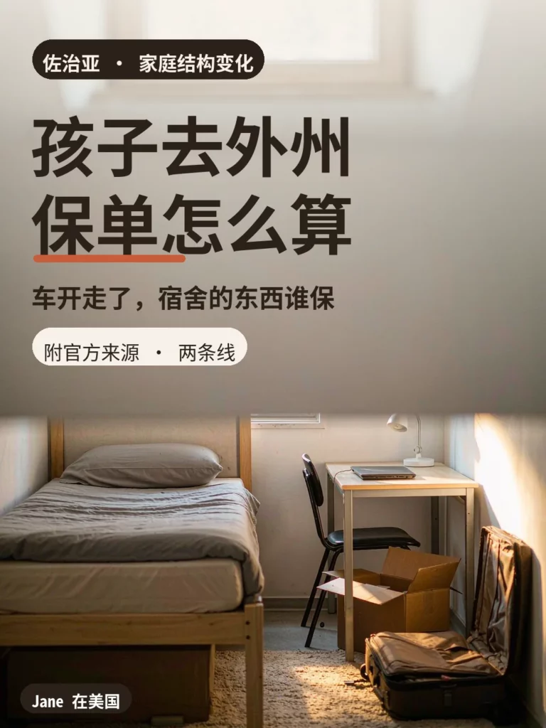 美国大学宿舍单人间书桌行李箱与纸箱封面图|Jane 在美国