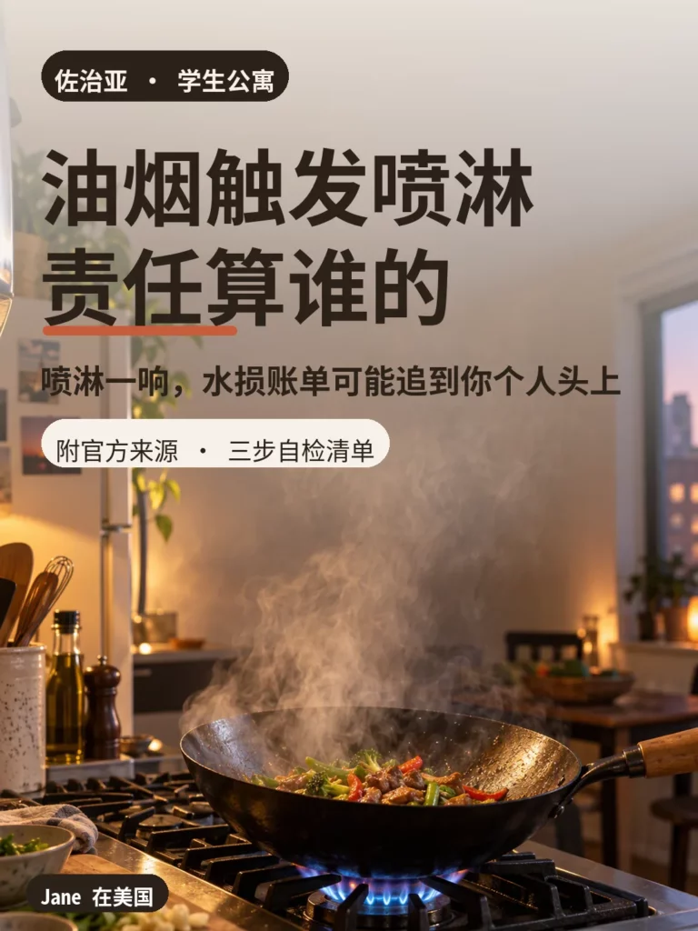 公寓厨房炒菜触发消防喷淋封面图|Jane 在美国