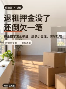 公寓退租后空客厅与打包纸箱封面图｜Jane 在美国