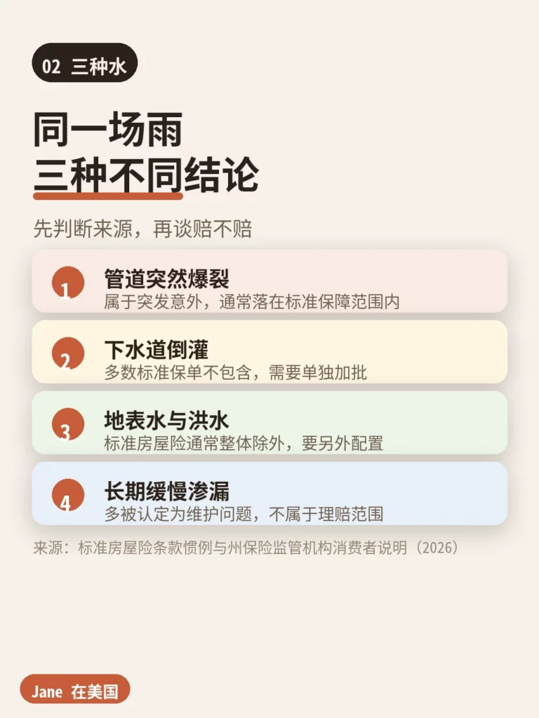 三种水损来源的赔付结论对照|Jane 在美国