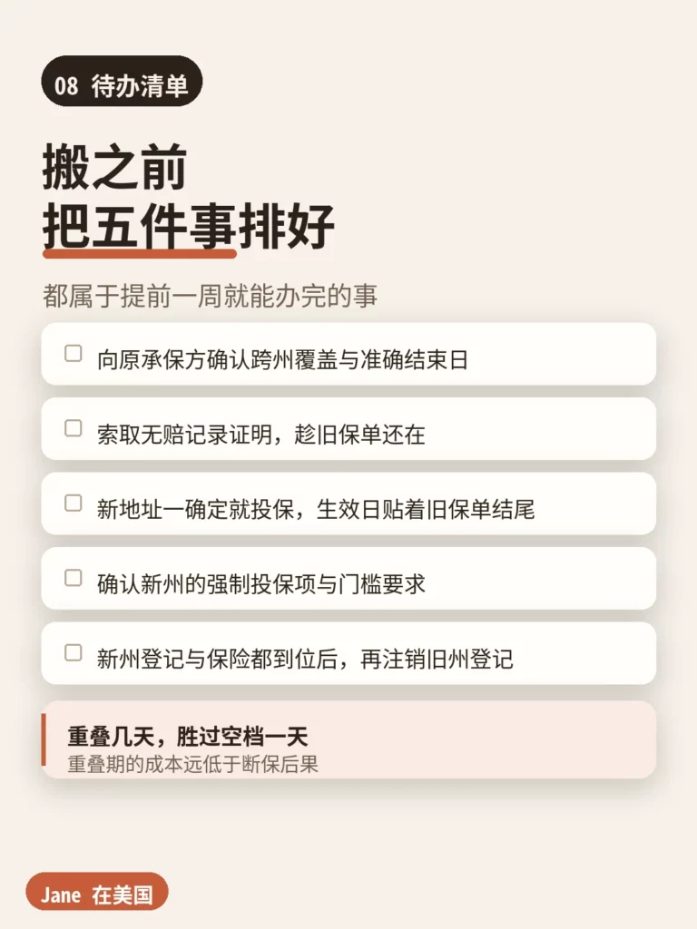 待办清单|Jane 在美国